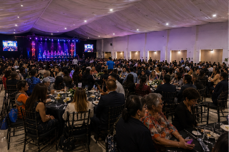 Graduacion con salón lleno e invitados